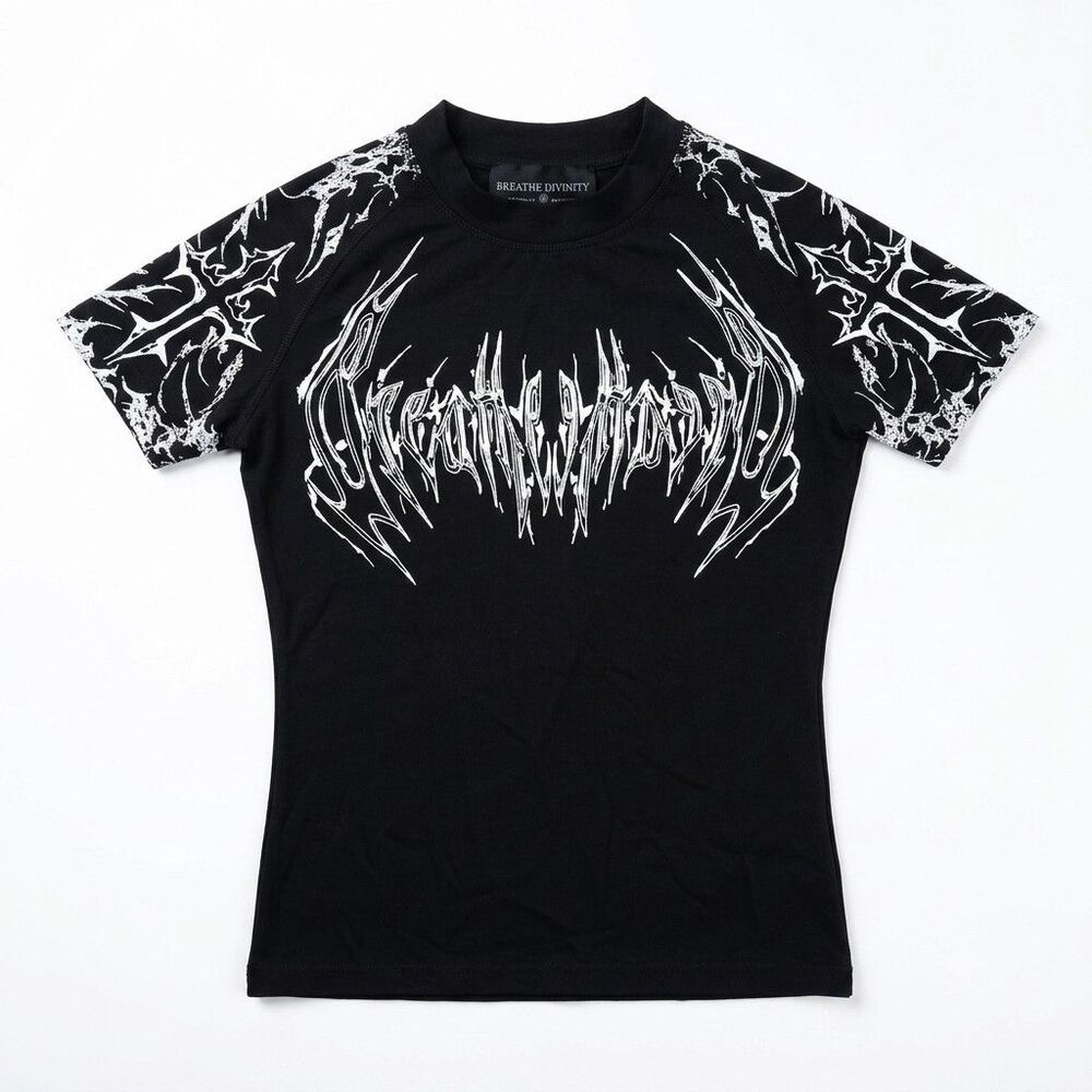 Breathe Divinity Boy's Black Graphic Print Crew Neck Short Sleeve T-Shirt XXS